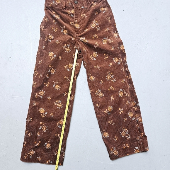 Madewell Slim Emmett Wide Leg Cropped Floral Corduroy Zipper Choco Pants Sz 24 - Picture 10 of 13